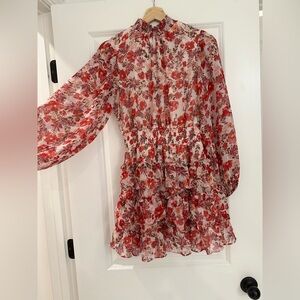 1 STATE Red and White Floral Dress